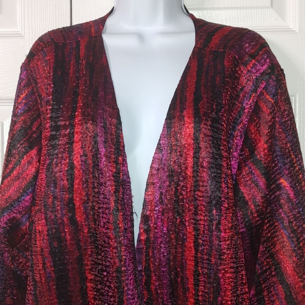 Catherines Open Front lightweight jacket red black deep purple Sz 1X - Picture 3 of 4